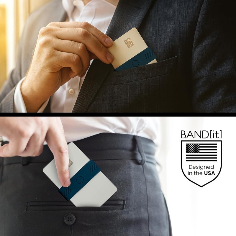 BAND-IT BAND[it] Minimalist Wallet – Slim EDC Money Band for Cards and Cash – Front Pocket Wallet Alternative – Silicone Elastic Strap (Black) 3 pack - Image 4